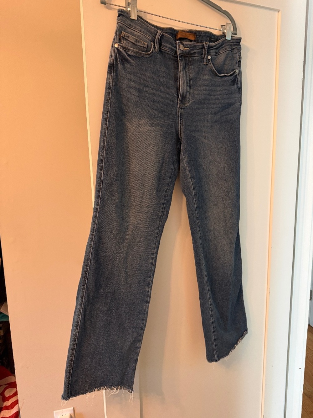 Judy Blue Straight Fit Raw Hem Jeans Size 13/31 Medium Wash High Rise